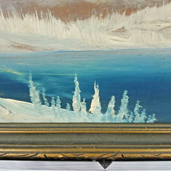 Antique Original Oil Painting Mountain Lake By Harry Leonard Lopp Pacific NW - Picture 5 of 8